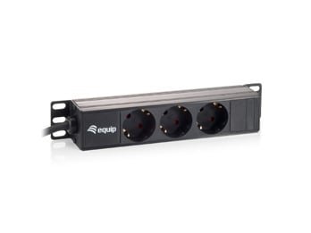 Equip 333299 3-Outlet German Power Distribution Unit, 10", 1U, Plastic, Black, 3x AC, 1.5 m