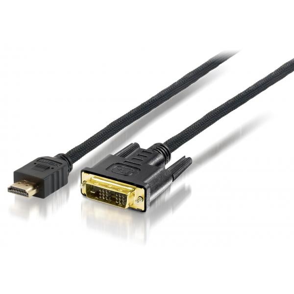 Equip 119322 HDMI to DVI-D Single Link Cable, 2 m, HDMI, DVI-D, M/M, Gold