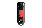Transcend TS64GJF590K JetFlash 590 Flash Drive, 64GB, USB2.0, Slide-Out, Key-ring, 18/ 5MB/s, Black