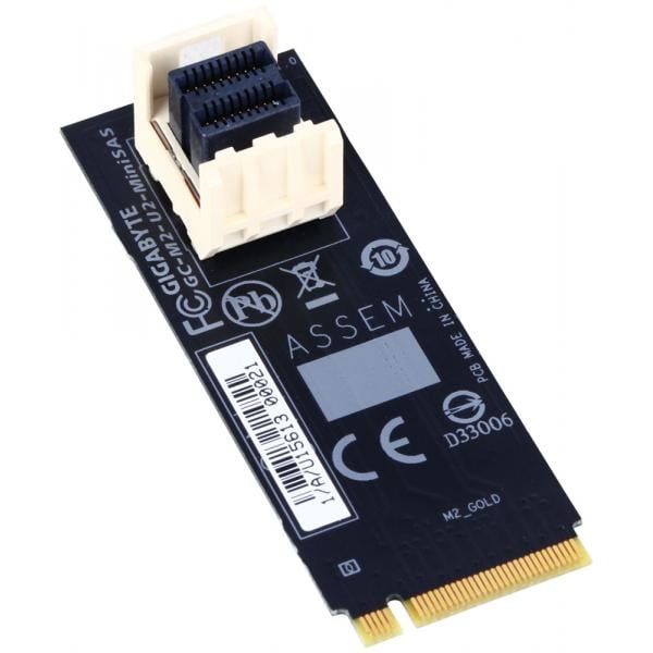 Gigabyte GC-M2-U2-MiniSAS Server NVMe performance, PCIe gen3x4, M.2 U.2, 32GB/s, Black