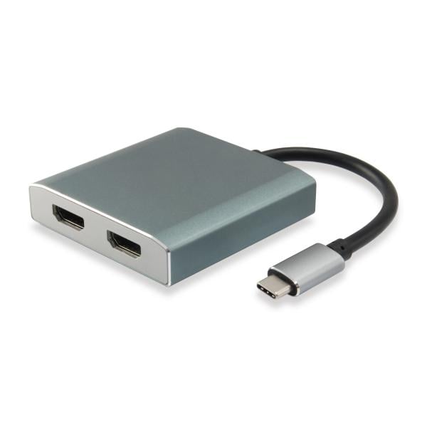 Equip 133464 USB Type C to 2x HDMI Female Adapter, 3.2 Gen 1, 4096 x 2160p