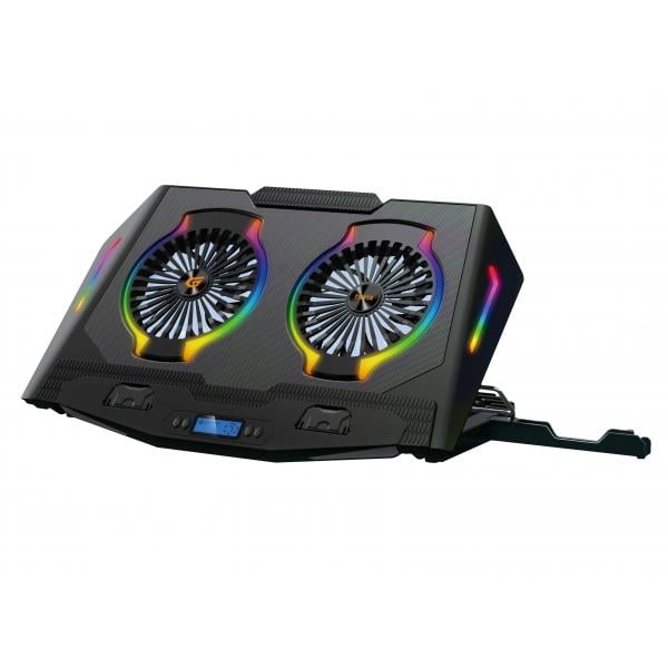 Conceptronic THYIA02B THYIA ERGO 2-Fan Gaming Laptop Cooling Stand, 17", Buttons, Black