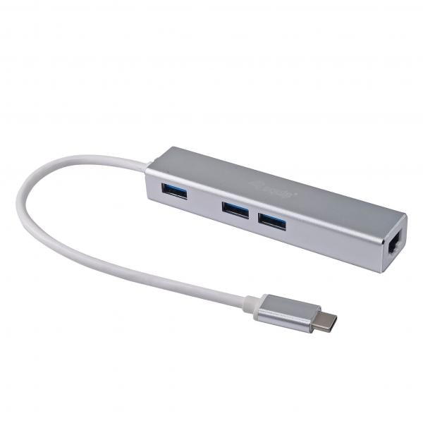 Equip 13348107101 USB-C to 3-port USB 3.0 Hubs with Gigabit adapter, USB 3.2 Gen 1, USB Type-A, WLAN