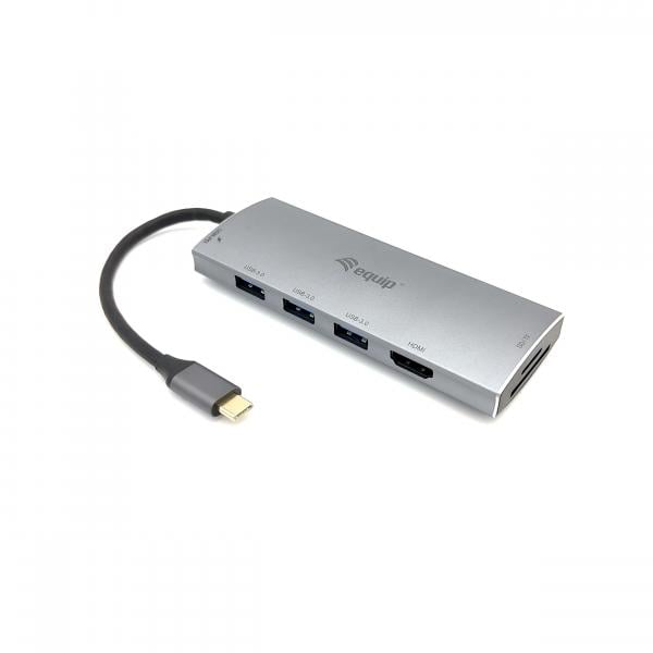 Equip 13348207101 USB-C 7 in 1 Multifunctional Adapter, USB 3.2 Gen 1 Type-C, 100 W, SD, 4K UHD