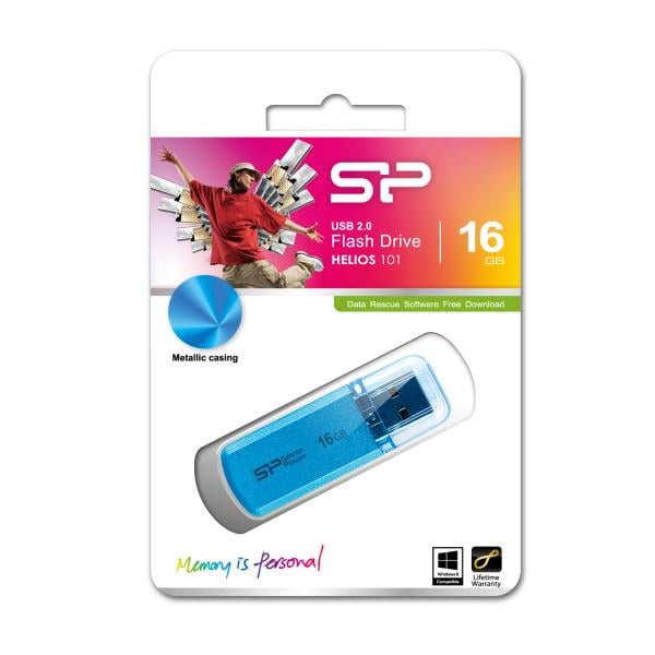 Silicon Power SP016GBUF2101V1B Helios 101, 16 GB, USB Type-A, 2.0, Cap, 10 g, Blue
