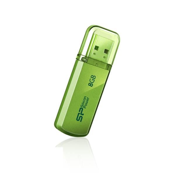 Silicon Power SP008GBUF2101V1N Helios 101, 8 GB, USB Type-A, 2.0, Cap, 10 g, Green
