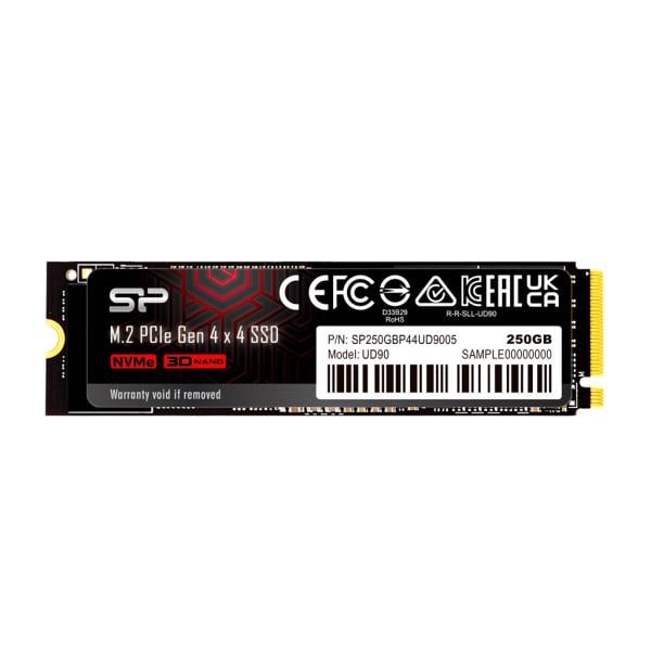 Silicon Power SP250GBP44UD9005 UD90 SSD, 250 GB, M.2, PCIe Gen 4x4, 4800 MB/s, 3D NAND