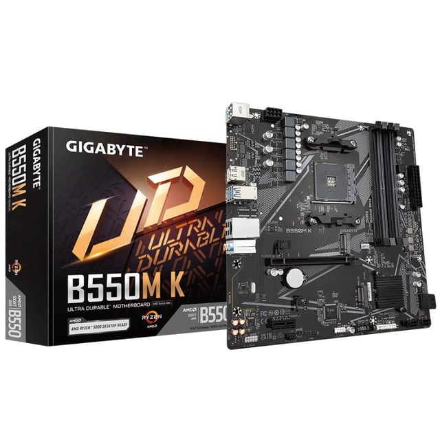 Gigabyte B550M K, AMD AM4, B550, DDR4, Dual PCIe 4.0/3.0 M.2, 1 Gbe LAN, USB 3.2 Gen 1