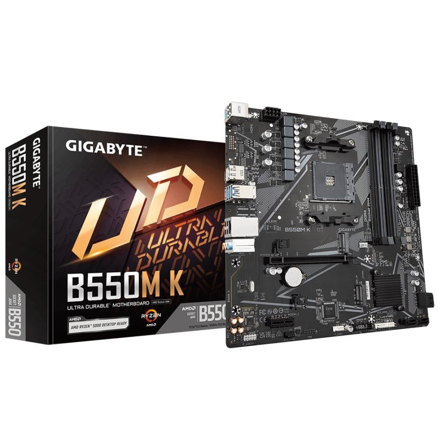 Gigabyte B550M K, AMD AM4, B550, DDR4, Dual PCIe 4.0/3.0 M.2, 1 Gbe LAN, USB 3.2 Gen 1