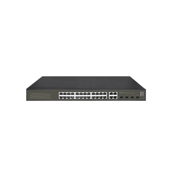 LevelOne GES-2128P Hilbert 28-Port Gigabit PoE Smart Lite Switch, 24 PoE 380W, 4x SFP/RJ45 Combo, L2