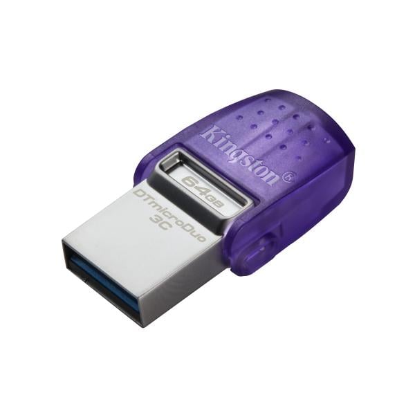Kingston DTDUO3CG3/64GB DataTraveler microDuo 3C, 64 GB, USB 3.2 Gen 1 Type-C, 200 MB/s, Purple