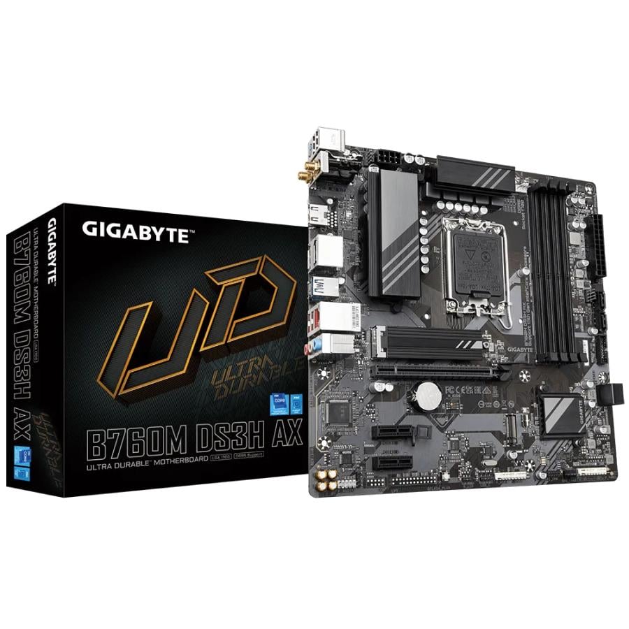 Gigabyte B760M DS3H AX B760M DS3H AX (rev. 1.x) mATX, Intel, LGA1700, B760, DDR5, 2.5 Gbe, Wi-Fi 6E