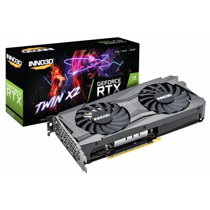 INNO3D N30602-12D6-119032AH GeForce RTX 3060 Twin X2, 12GB GDDR6, 192-bit, 1777, 15Gbps, 3xDP+HDMI