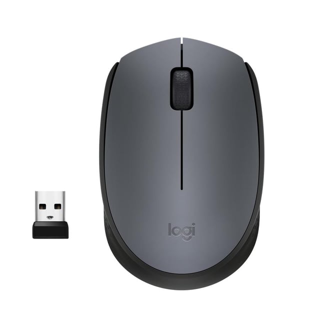 Logitech 910-004642 M170 Wireless Mouse, Ambidextrous, Optical, RF Wireless, 1000 DPI, Grey