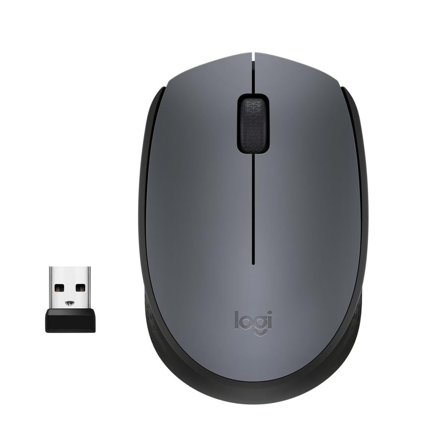 Logitech 910-004642 M170 Wireless Mouse, Ambidextrous, Optical, RF Wireless, 1000 DPI, Grey