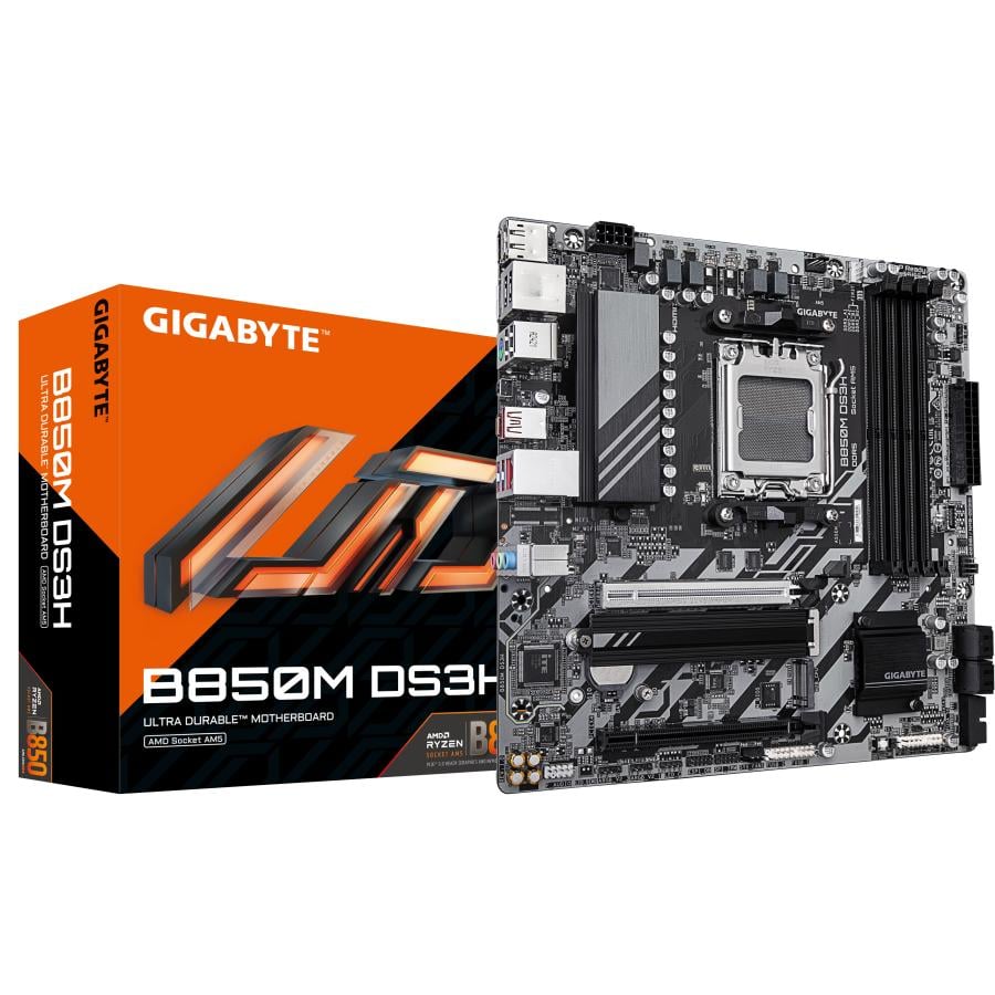 Gigabyte B850M DS3H, mATX, AMD AM5, B850, 4x DDR5 8200 O.C, 2.5 GbE, USB Type-C