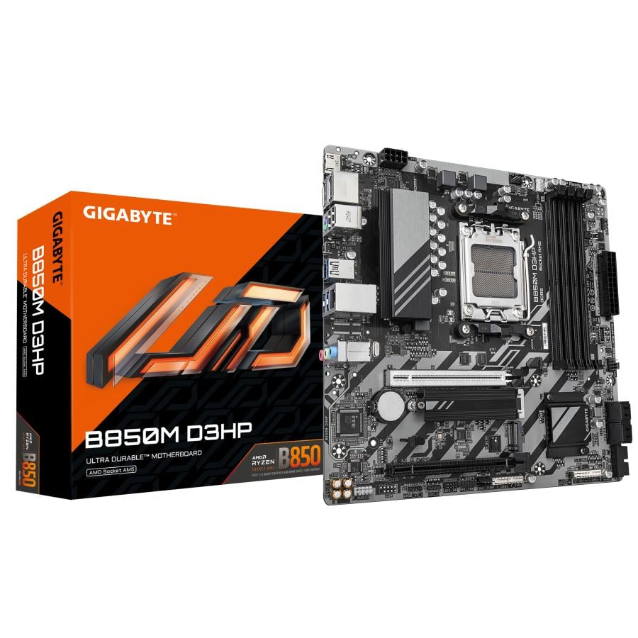 Gigabyte B850M D3HP, mATX, AMD AM5, B850, 4x DDR5 8200 O.C. Gigabit LAN, USB Type-C