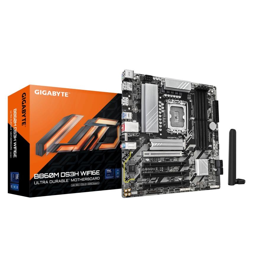 Gigabyte B860M DS3H WIFI6E, mATX, LGA1851, Intel B860, 4x DDR5, 2.5 GbE, Wi-FI 6-E