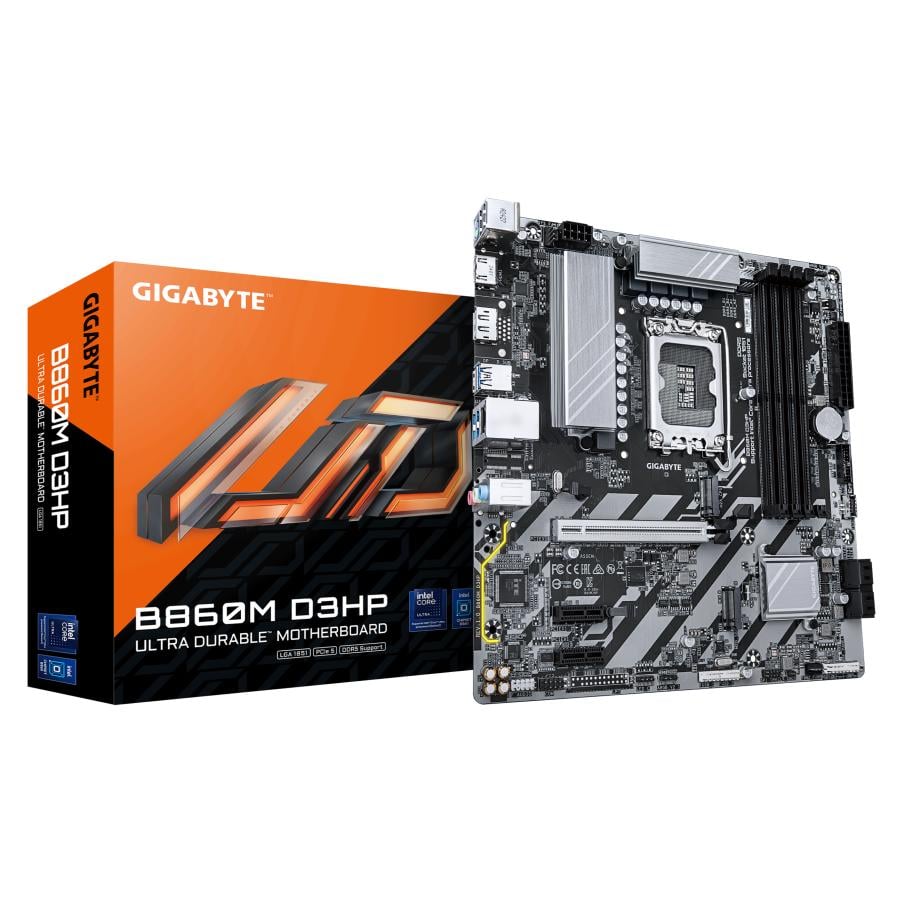 Gigabyte B860M D3HP, mATX, LGA1851, Intel B860, 4x DDR5, Gigabit Ethernet, USB Type-C