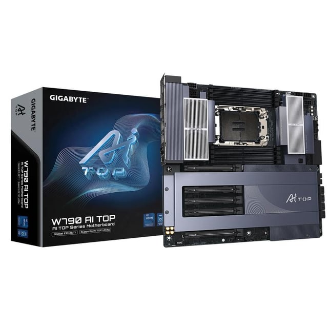 Gigabyte W790AI TOP, Intel 5th Gen Xeon® W, 8x DDR5, Dual 10GbE LAN & Wi-Fi 7, 5x PCIe 5.0, Black