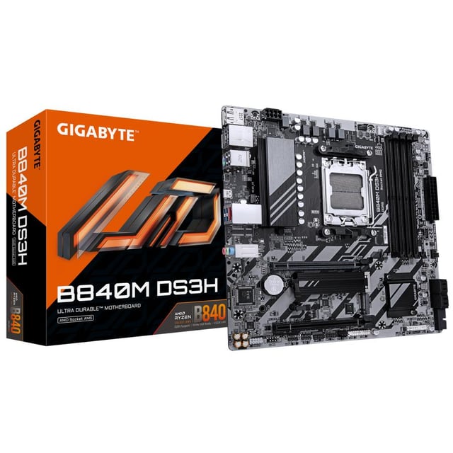 Gigabyte B840M DS3H, mATX, AMD AM5, DDR5, 2x PCIe 4.0 M.2, 2.5GbE LAN, USB 3.2 Gen 1