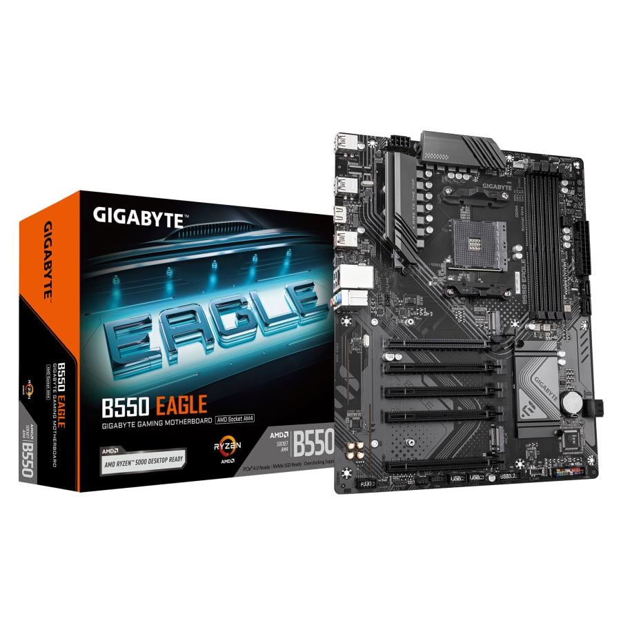 Gigabyte B550 EAGLE, AMD AM4, ATX, B550, DDR4, PCIe4.0, M.2, USB3.2 Gen2, RJ45 GbE