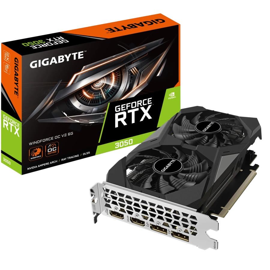 Gigabyte GV-N3050WF2OCV2-6GD GeForce RTX 3050 WINDFORCE OC V2 6G, 6 GB, GDDR6, 96-bit, PCIe 4.0