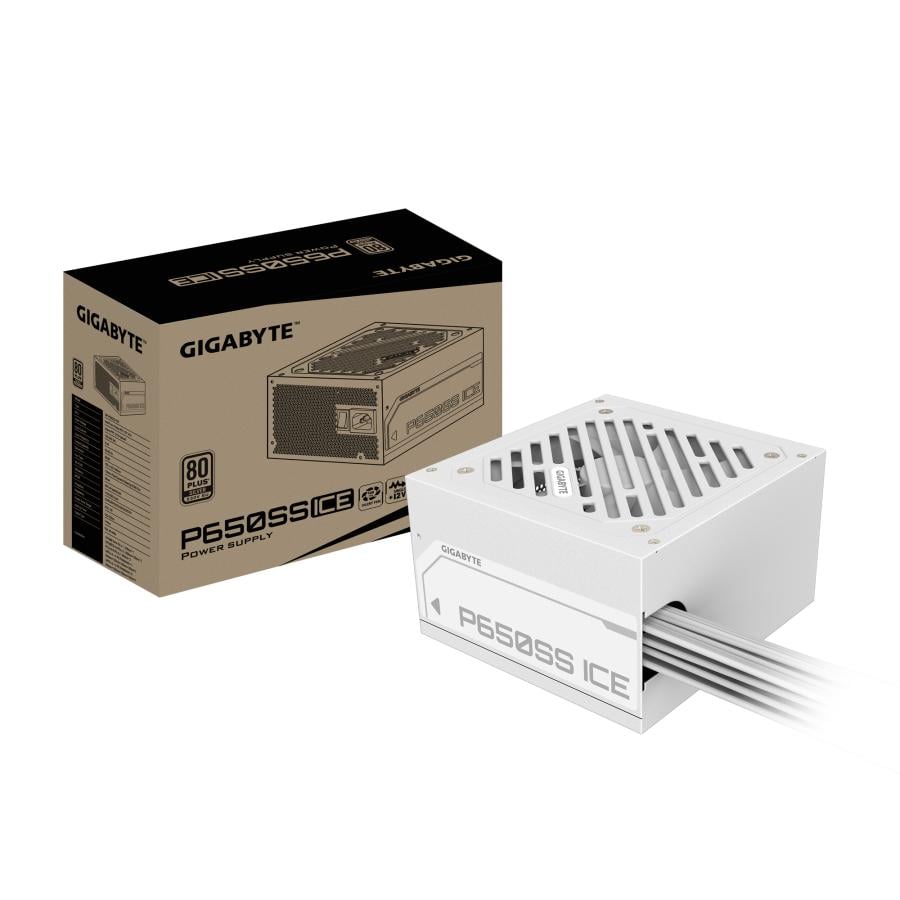 Gigabyte GP-P650SS ICE PSU, ATX, 650 W, PCIe 5.0, 80 PLUS Silver, PCI-e 6+2 Pin x2, 120mm, White