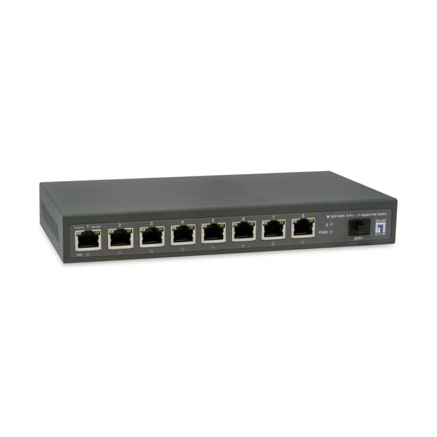 Levelone 52092603101 GEP-0925 9-Port 2.5 Gigabit PoE Switch,802.3af/at/bt, 8-Port,1x 10G/SFP+