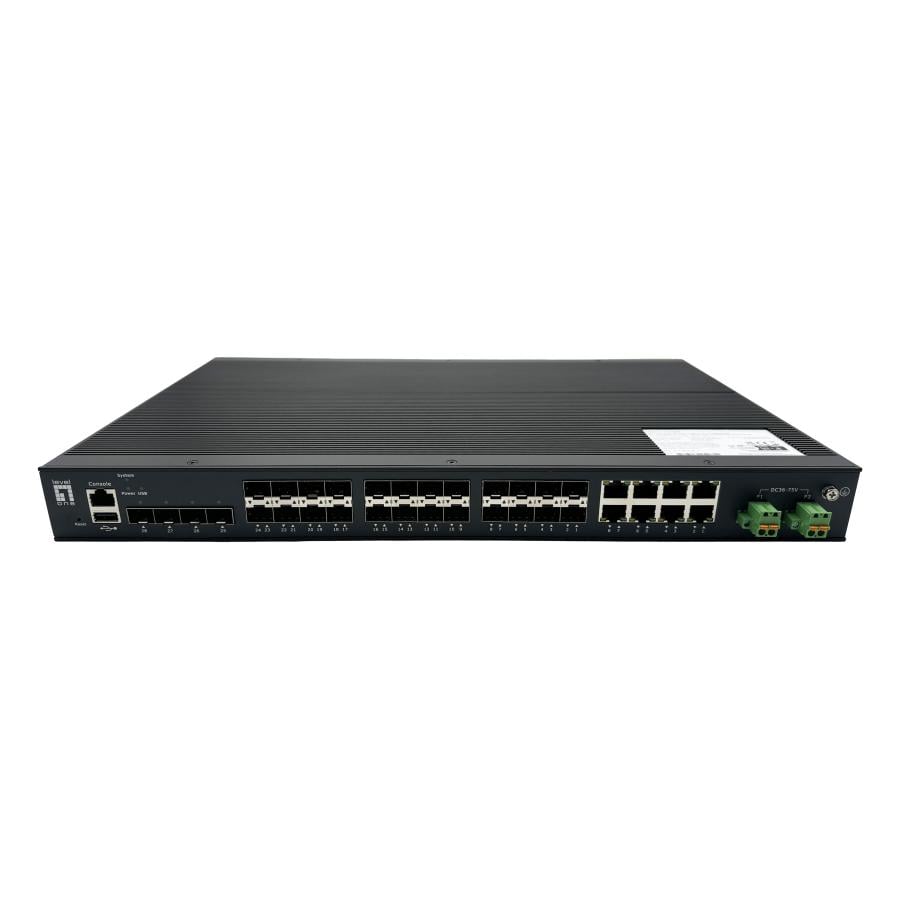 LevelOne 55054803101 28-Port L2 Plus Managed Gigabit Fiber Industrial Switch, 4x 2.5GbE, 16x 1.25Gb