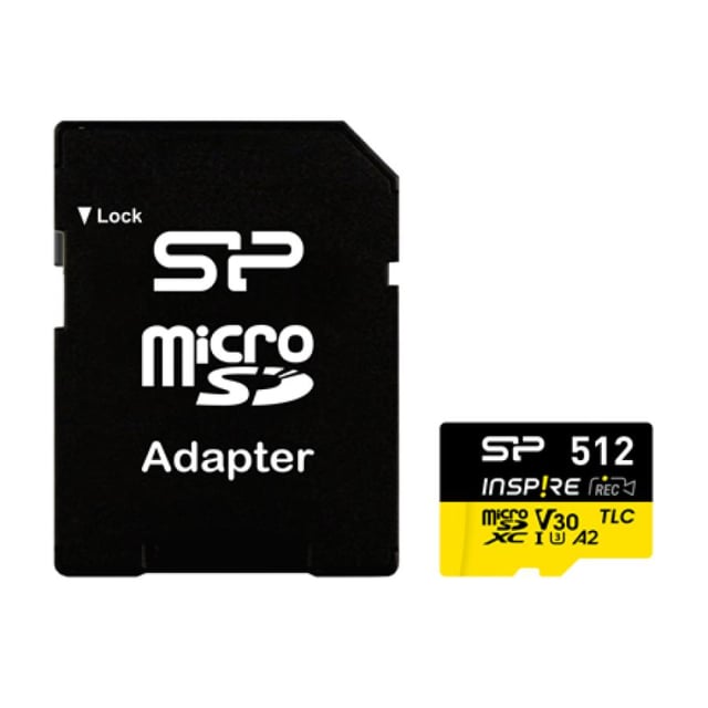 Silicon Power SP512GBSTXLA2V1NSP Micro SD Card, 512 GB, a2, v30,uhs-1 u1, 3D TLC