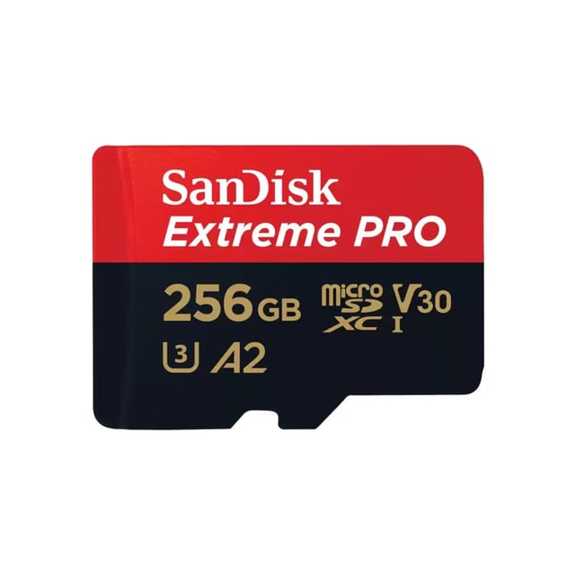 SanDisk SDSQXCD-256G-GN6MA Extreme PRO MicroSDXC w/ adapter, 256 GB, V30 A2 UHS-I U3 , 200 MB/s