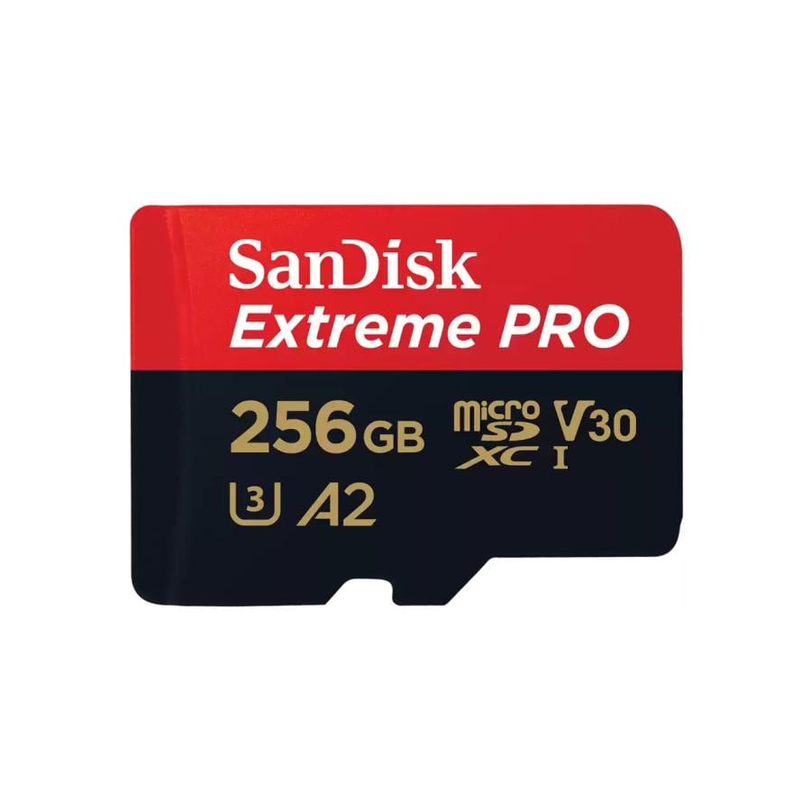 SanDisk SDSQXCD-256G-GN6MA Extreme PRO MicroSDXC w/ adapter, 256 GB, V30 A2 UHS-I U3 , 200 MB/s