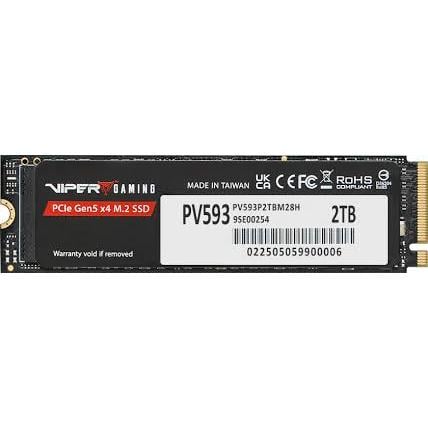 Patriot PV593P2TBM28H PV593 VIPER SSD, 2TB, M.2 2280, PCIe Gen5 x4, 14000/ 13000 MB/s (max) Black