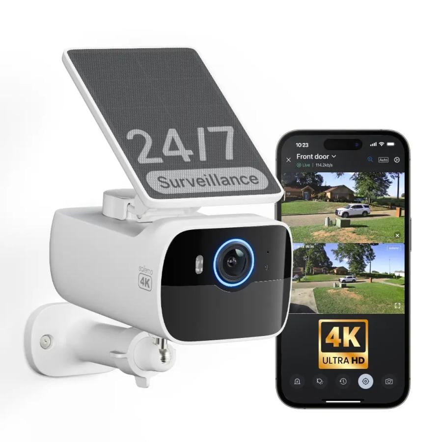 Safemo SC1 SolarCam, 4K UHD Video, 8× Zoom,132° View, Night Vision, Wi-FI 2.4 Ghz, 1.5W solar, Whi