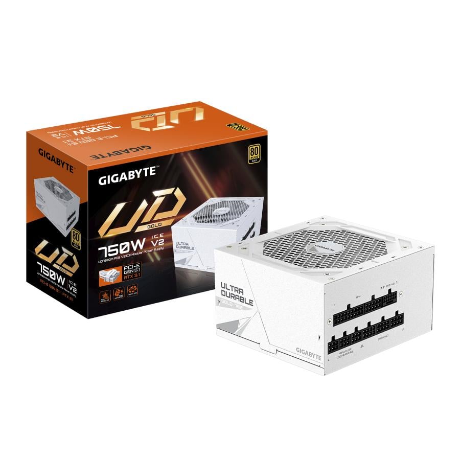 Gigabyte GP-UD750GM PG5 ICE UD750GM PG5 V2 ICE PSU, ATX 3.1, 750W, PCIe Gen 5.1, 80 PLUS Gold, 120mm