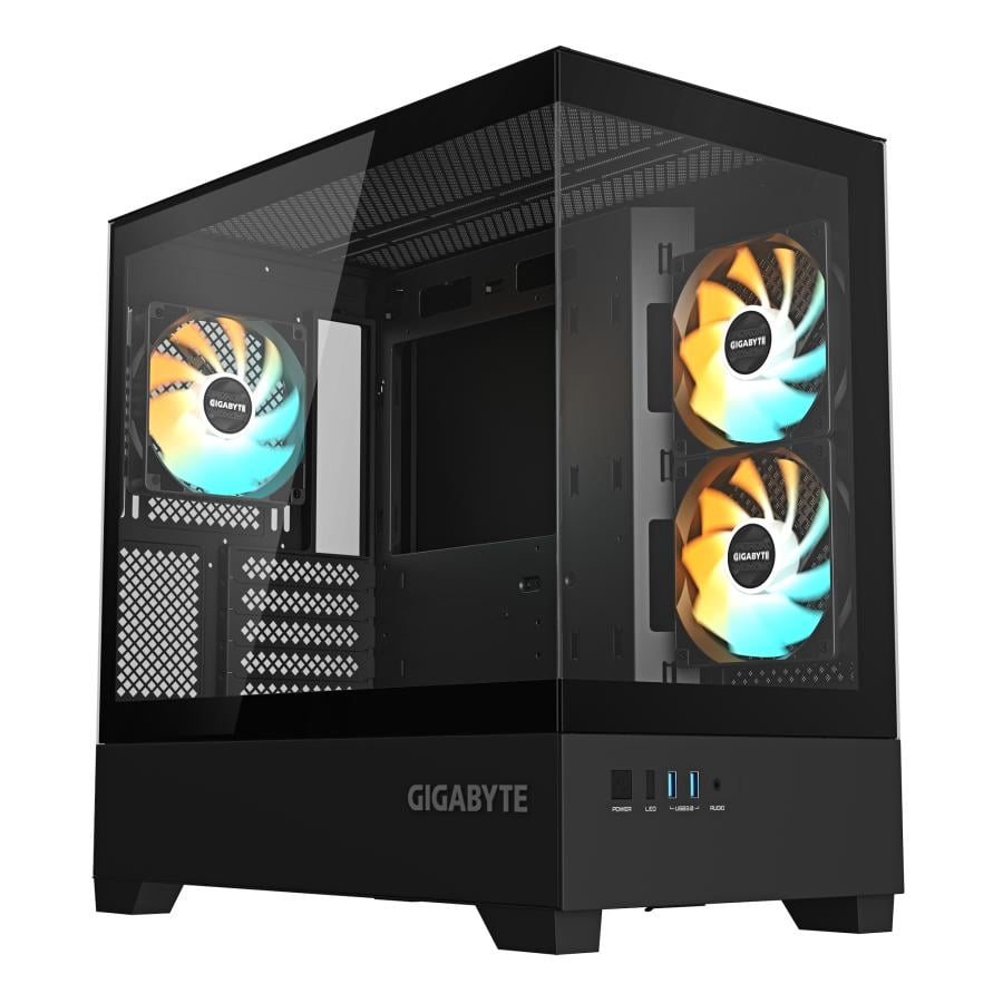 Gigabyte GB-C201P C201 PANORAMIC Midi-Tower, mATX, 360mm support, 3 Fans, USB 3.0, RGB Fusion, Black