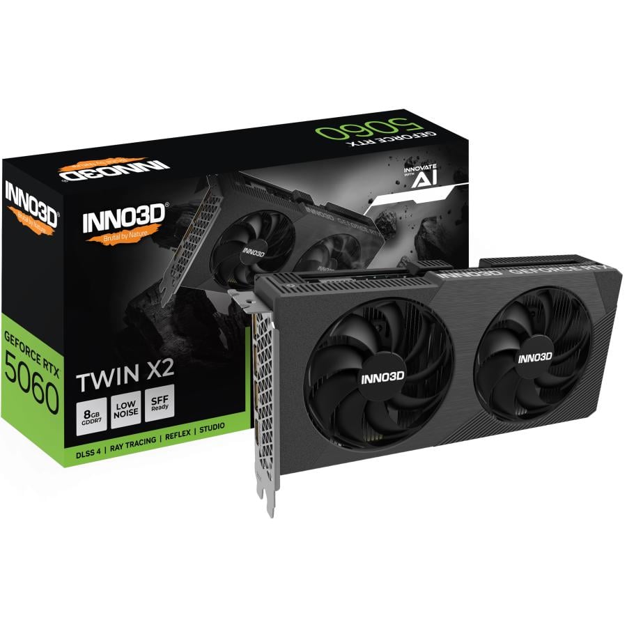 INNO3D N50602-08D7X-195071N RTX 5060 Twin X2 OC, ATX, 8GB, GDDR7, 128-bit, 3840 SP, 448 GB/s, 550W