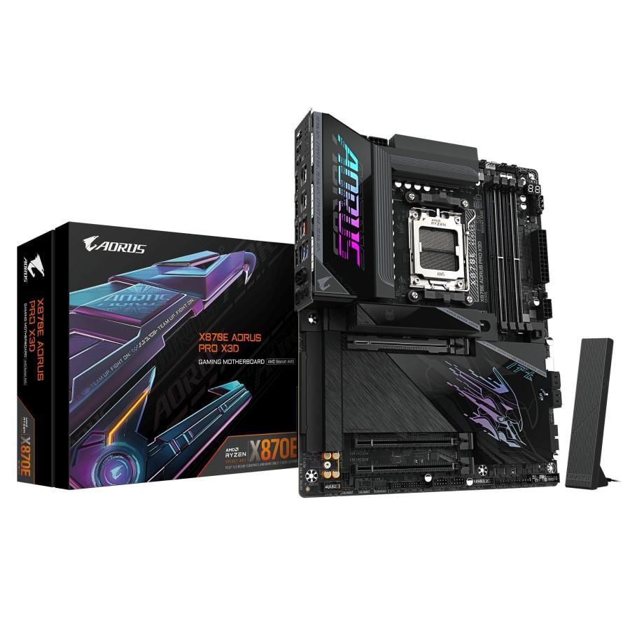 Gigabyte X870E A PRO X X870E AORUS PRO X3D, AMD AM5, DDR5 Support Ryzen 9000 CPUs, 18+2+2 Phases