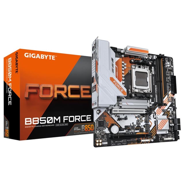 Gigabyte B850M FORCE B850M FORCE, mATX, AMD AM5, DDR5, 2.5 Gbe, Wi-Fi 7, USB 3.2 Gen 2, PCIe 5.0