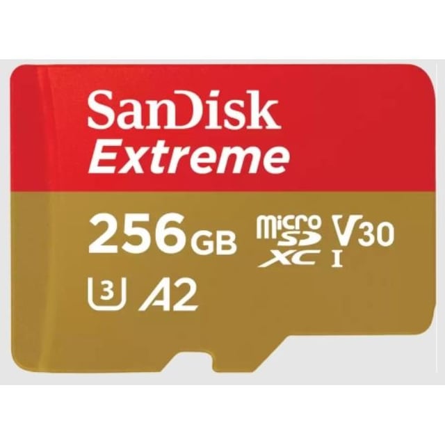 Sandisk SDSQXAV-256G-GN6MA Extreme MicroSDXC w/ adapter, 256GB, V30 A2, C10, UHS-I, U3, 190/130 MB/s