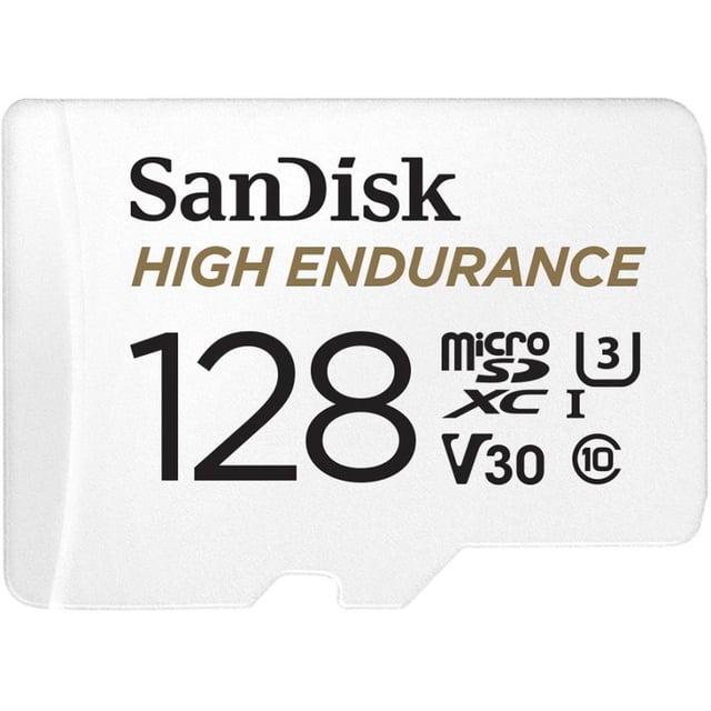 Sandisk SDSQQNR-128G-GN6IA High Endurance MicroSDXC w/ adapter, 128GB, V30, C10, UHS-I, U3, 100MB/s
