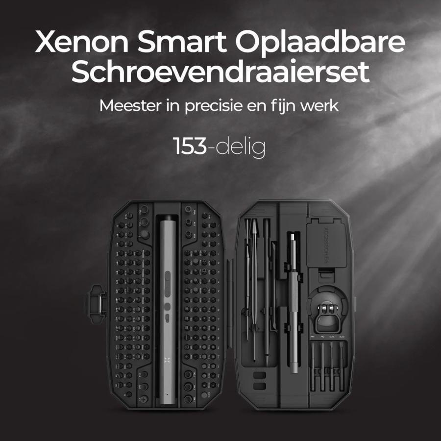 XENON SMART X6833 Precision Cordless Screwdriver Set (153 pieces) USB Type-C, Rechargable, Black