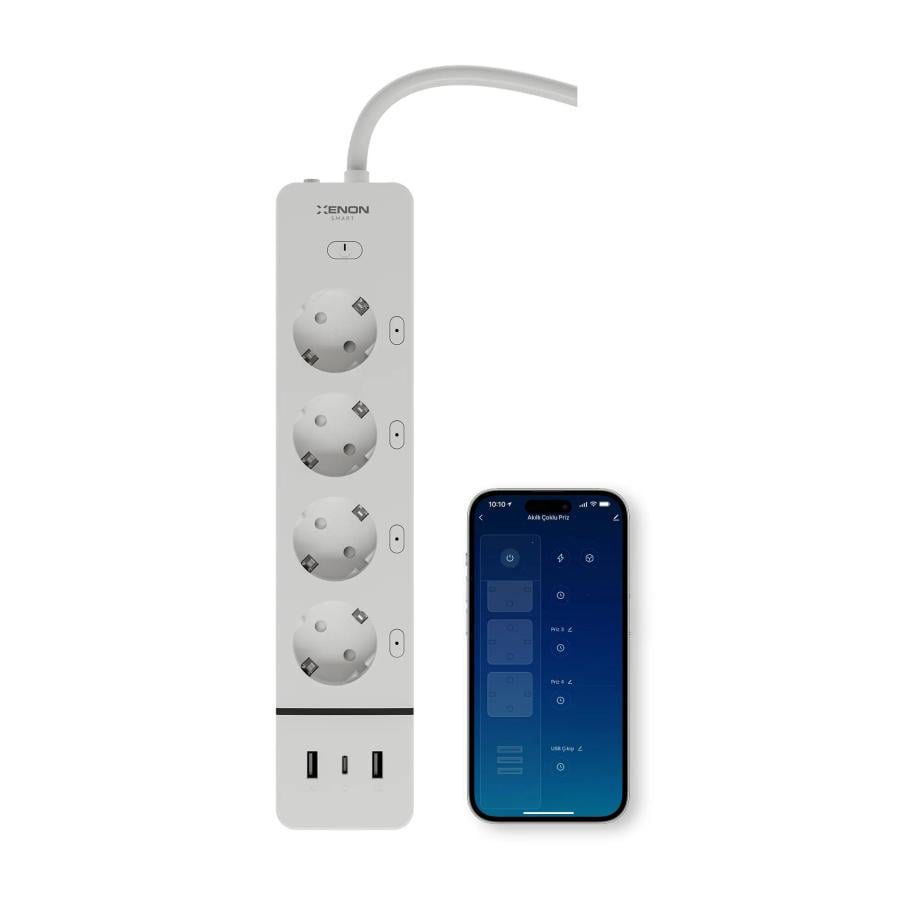 XENON SMART X7087 Smart Group Socket, 4x Schuko 230V, 2x USB Type-A, 1x USB Type-C 30W, White