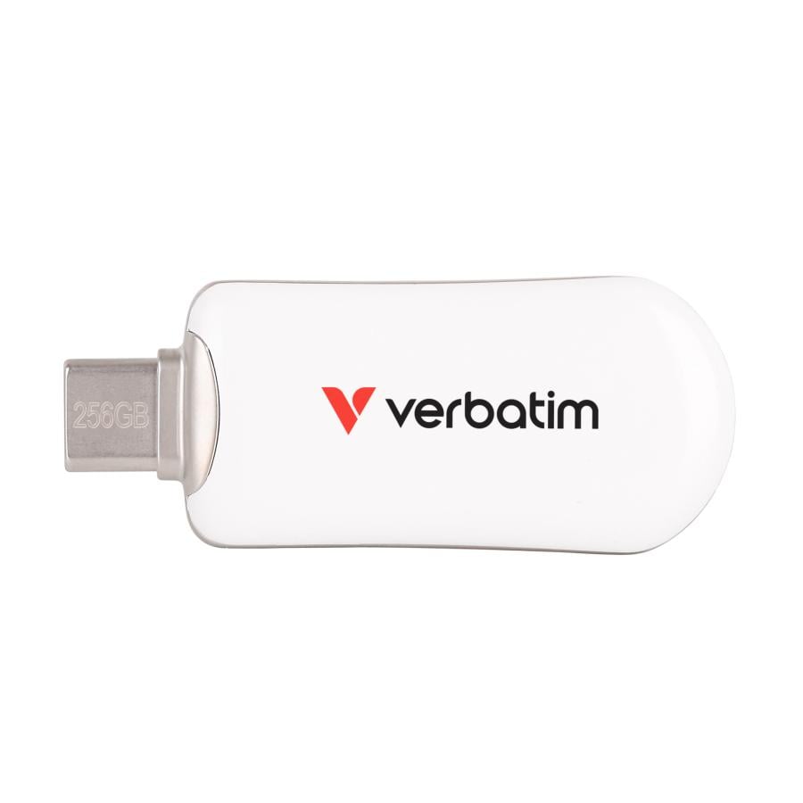 Verbatim 30230 Plectra USB-C Flash Drive, 256 GB, USB Type-C, 3.2 Gen 1, 100 MB/s, Capless, White