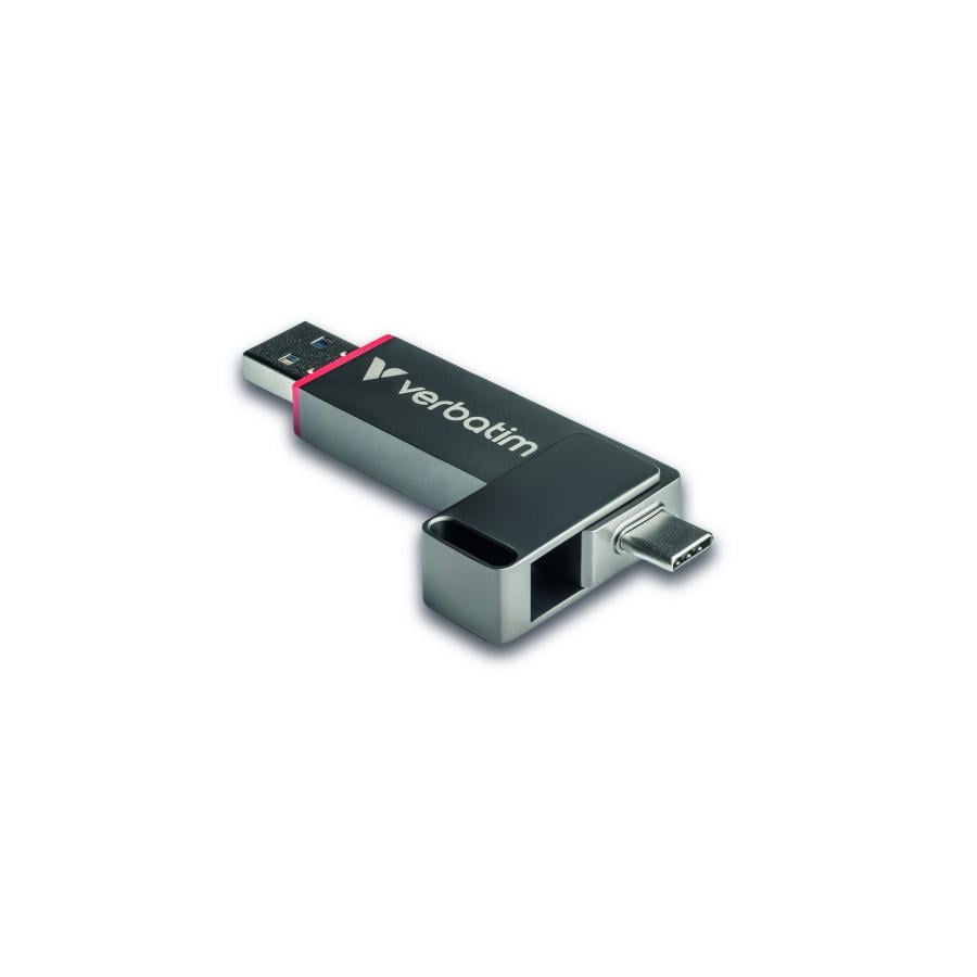 Verbatim 32040 Dual QuickStick USB Drive, 128 GB, USB Type-A / USB Type-C, 3.2 Gen 1, 510 MB/s, Grey