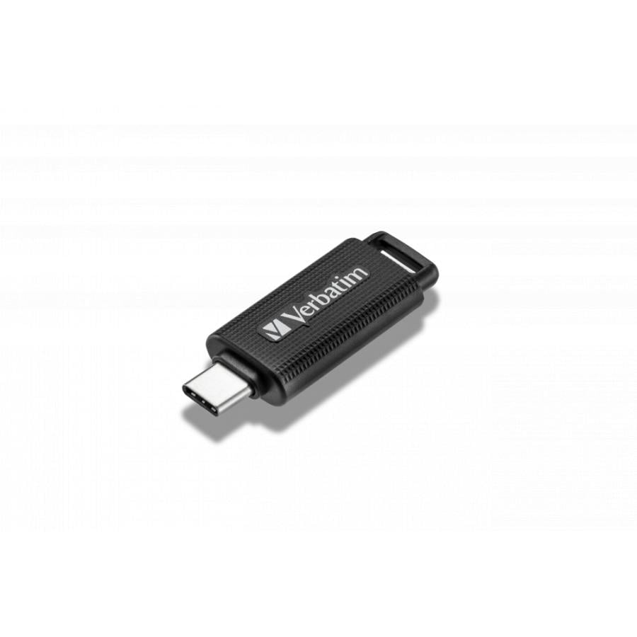 Verbatim 49458 USB Drive, 64 GB, USB-C USB 3.2 Gen 1, Retractable, Slide, Black