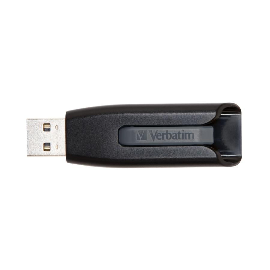 Verbatim 49168 V3 USB Drive, 256 GB, USB Type-A, 3.2 Gen 1, 120 MB/s, Slide, Black