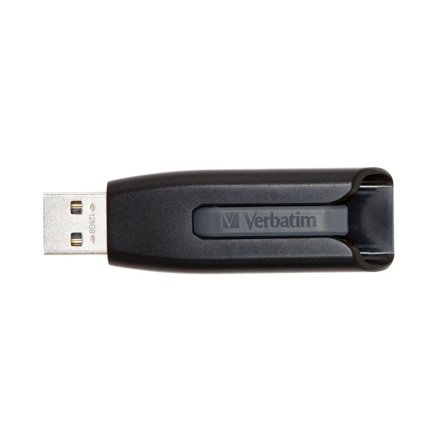 Verbatim 49189 V3 USB 3.0 Drive, 128 GB, USB Type-A, 3.2 Gen 1, 80 MB/s, Slide, Black