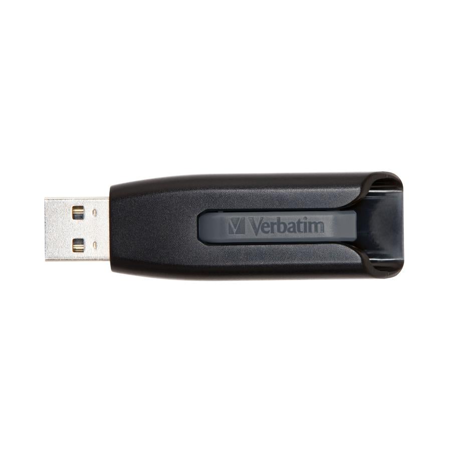 Verbatim 49174 V3 USB Drive, 64 GB, USB Type-A, 3.2 Gen 1, Capless, Black, Grey